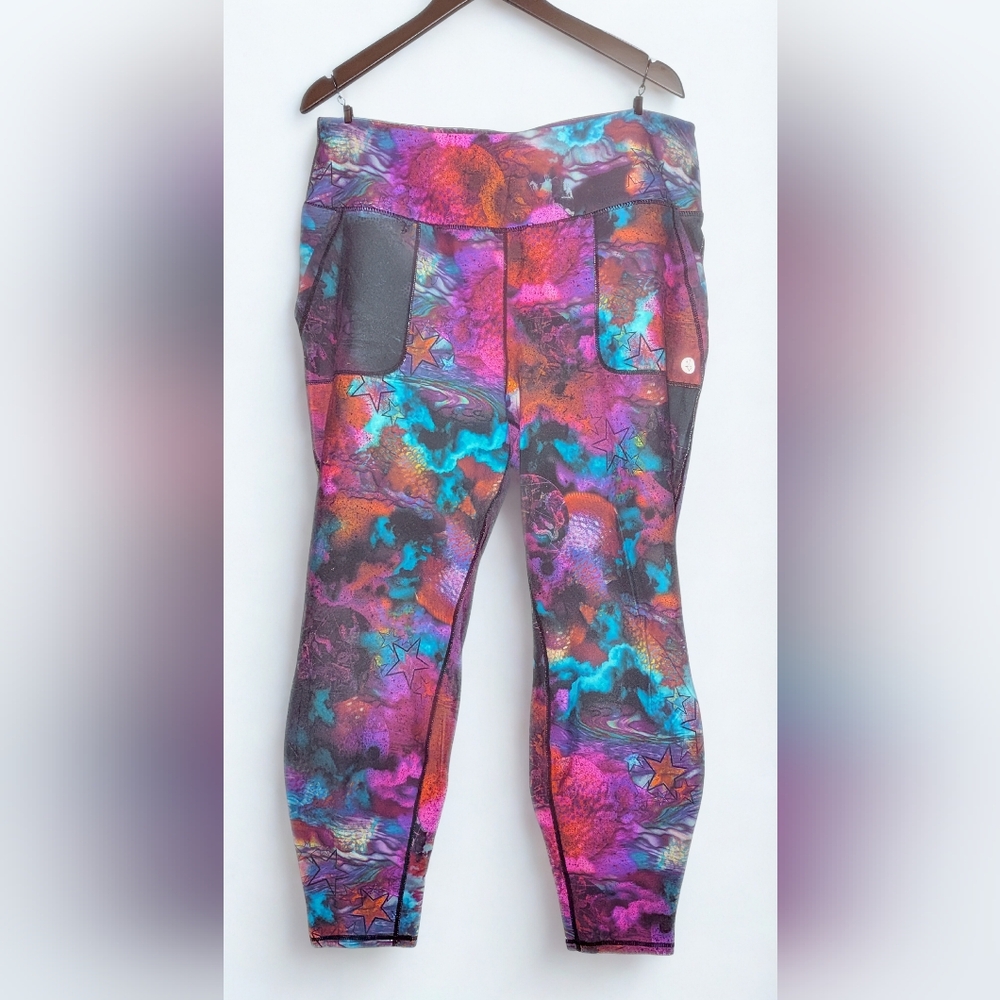 Torrid Vibrant Galaxy Print Leggings Black Panels